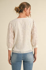 V-NECK LACE TOP