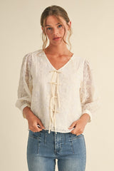 V-NECK LACE TOP