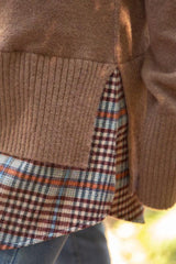 Plaid detailed Roll Neck Sweater
