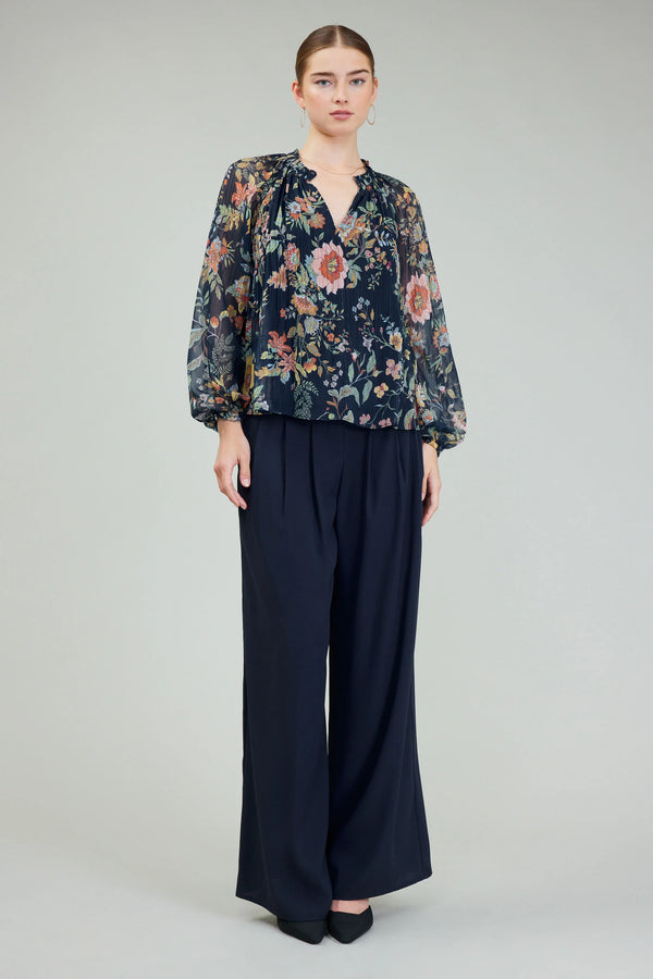 Glimmer Botanical Pleated Blouse