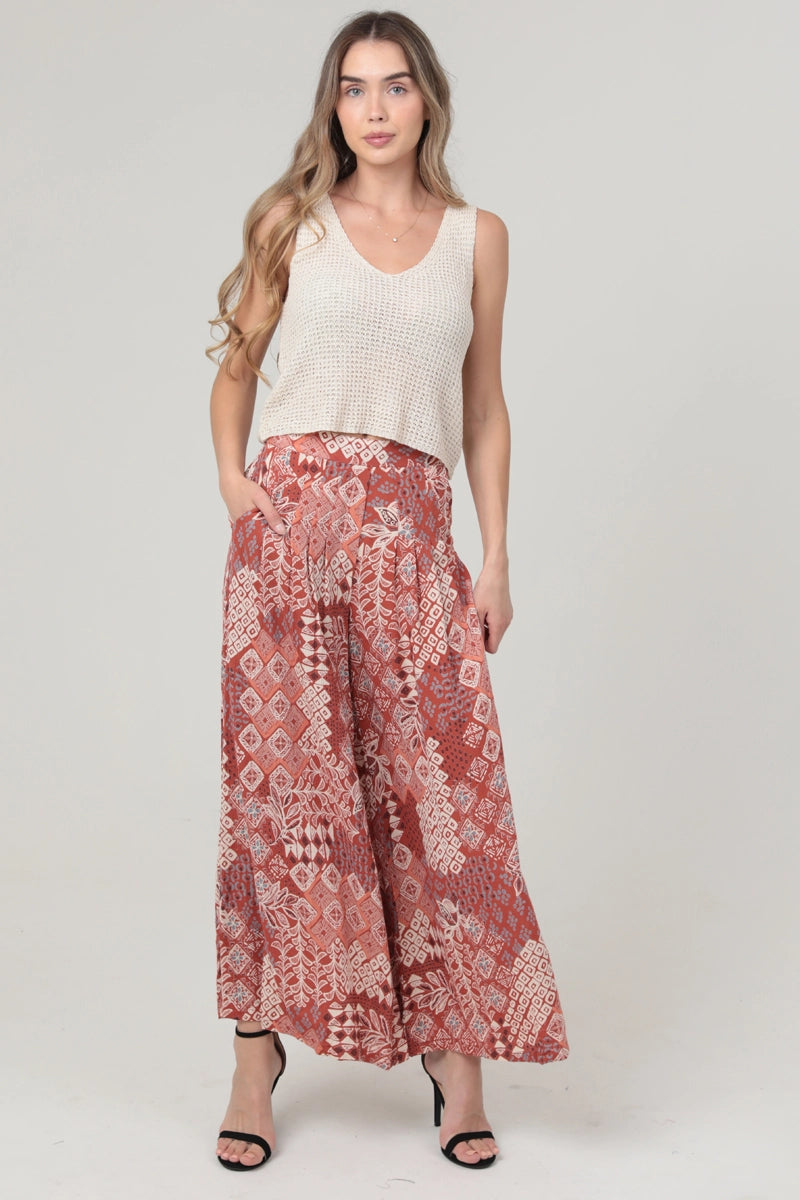 Printed Wide Leg Pants
