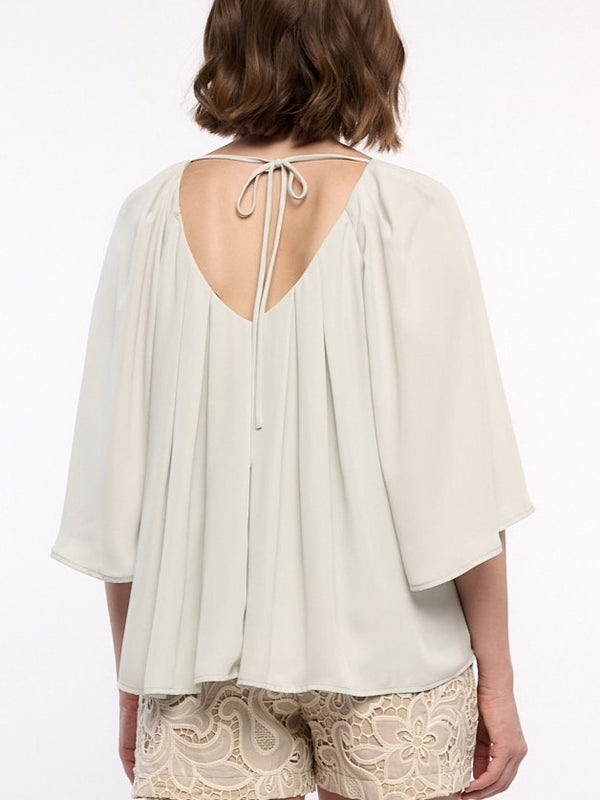 RUFFLED TIE BACK BLOUSE
