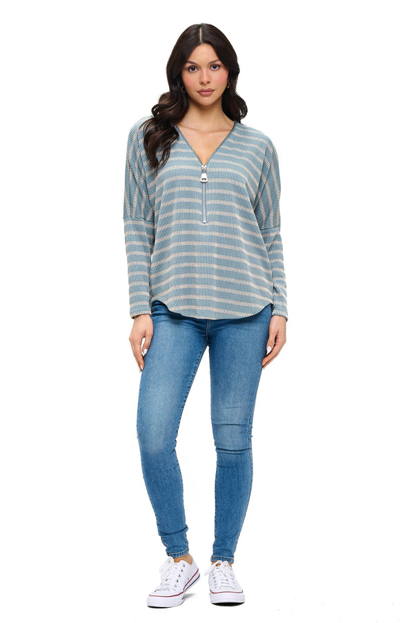 ARIELLA| Sleeve Zipper Top
