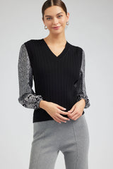 Contrast Sleeve Sweater Top