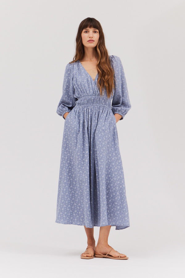 Print Gauze Midi Dress