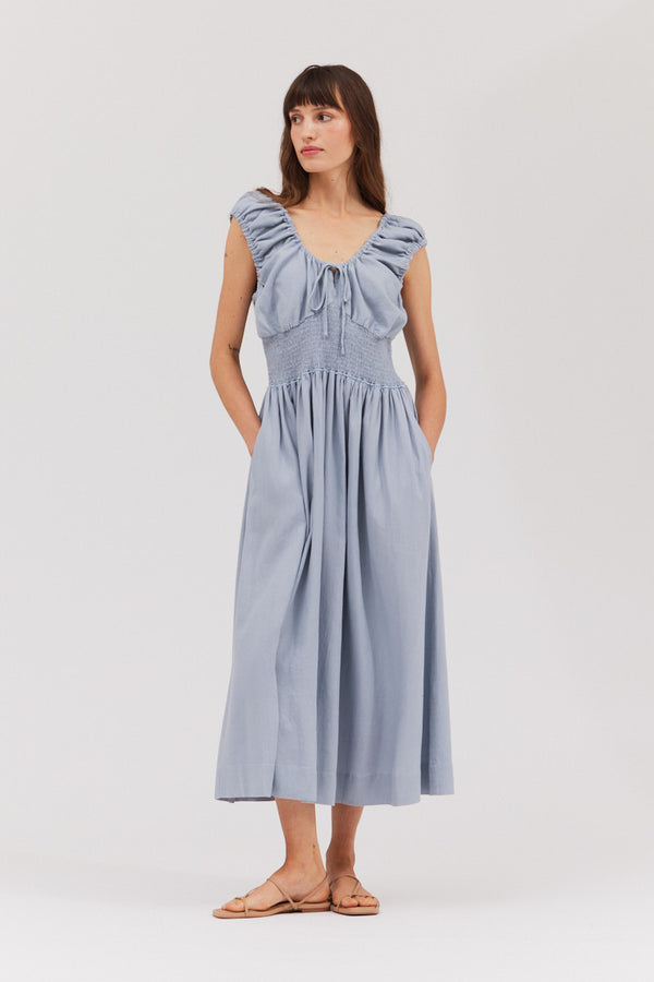 Linen Blend Midi Dress