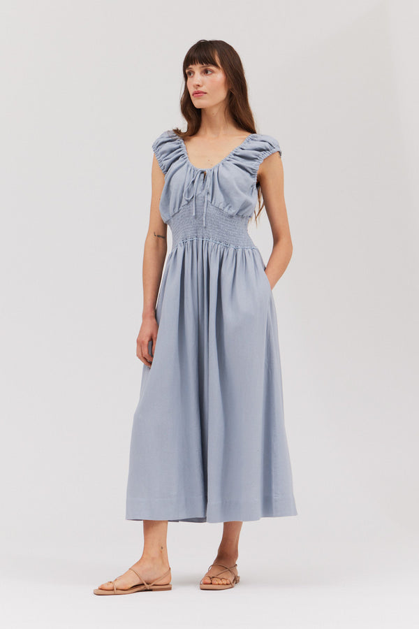 Linen Blend Midi Dress