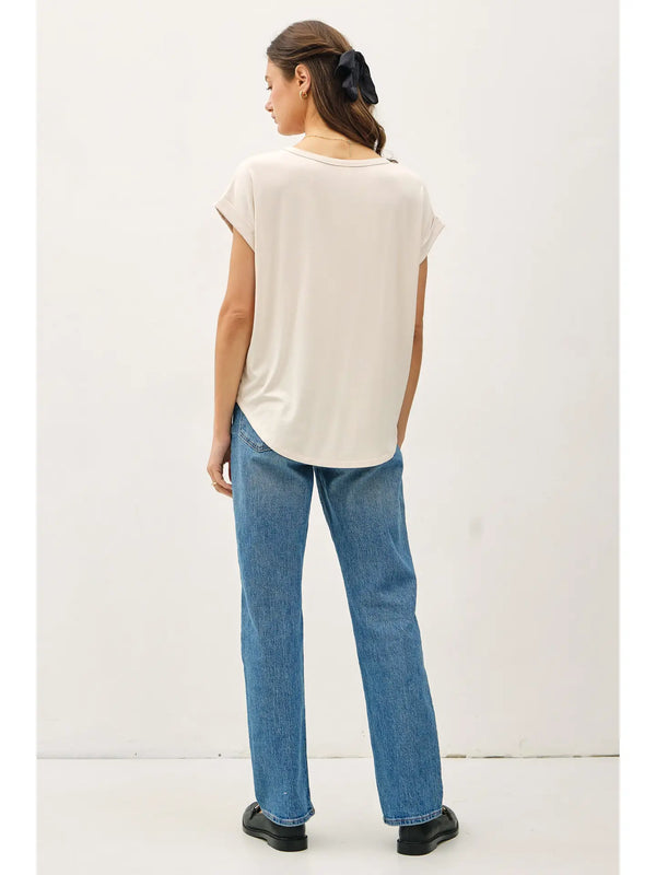 Be Cool|Round Neck Dolman Cap Sleeve T-Shirt