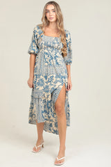 Smocked Bodice Midi Dress