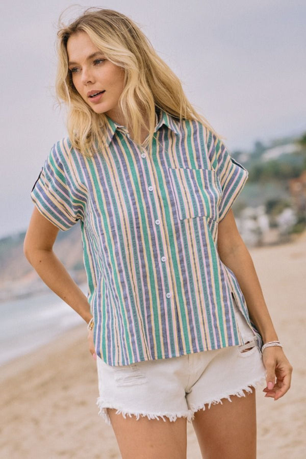 Striped Button Down Striped Shirt