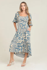 Smocked Bodice Midi Dress