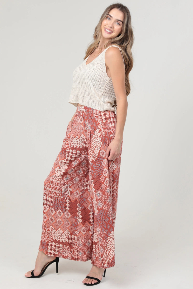 Printed Wide Leg Pants