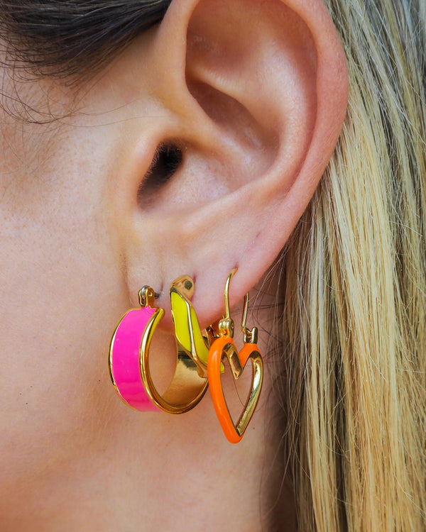 POSITANO HOOPS- HOT PINK- GOLD - MELAS CLOTHING CO.