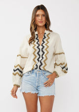 LOVESTITCH|Mona Jacquard Blouse