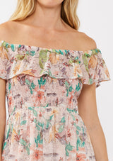 LOVESTITCH|Floral Dust Off Shoulder Midi Dress