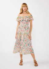 LOVESTITCH|Floral Dust Off Shoulder Midi Dress