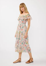 LOVESTITCH|Floral Dust Off Shoulder Midi Dress