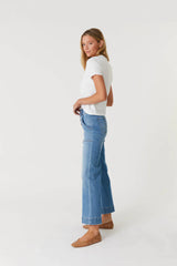 Level 99|Camille Exposed Button Wide Leg-Light Blue