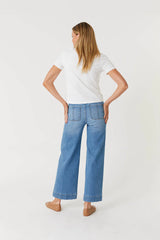 Level 99|Camille Exposed Button Wide Leg-Light Blue