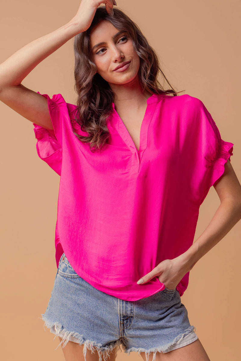 Naked Zebra|Flutter Sleeve Blouse