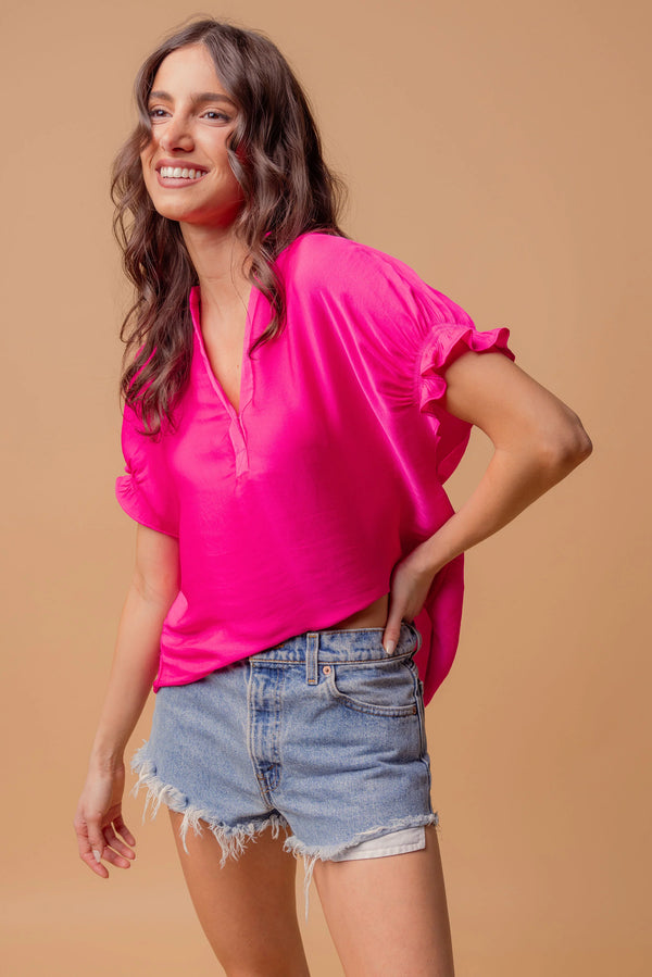 Naked Zebra|Flutter Sleeve Blouse