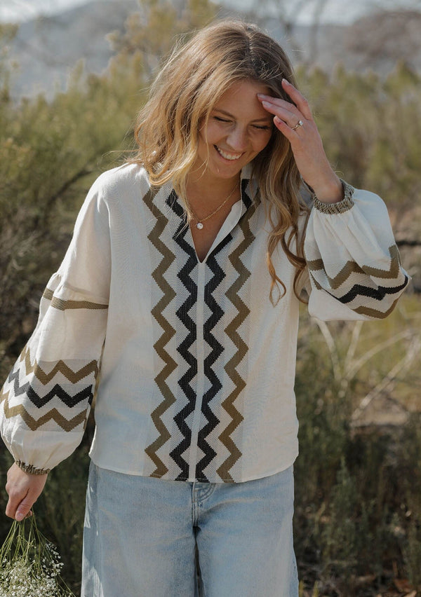 LOVESTITCH|Mona Jacquard Blouse