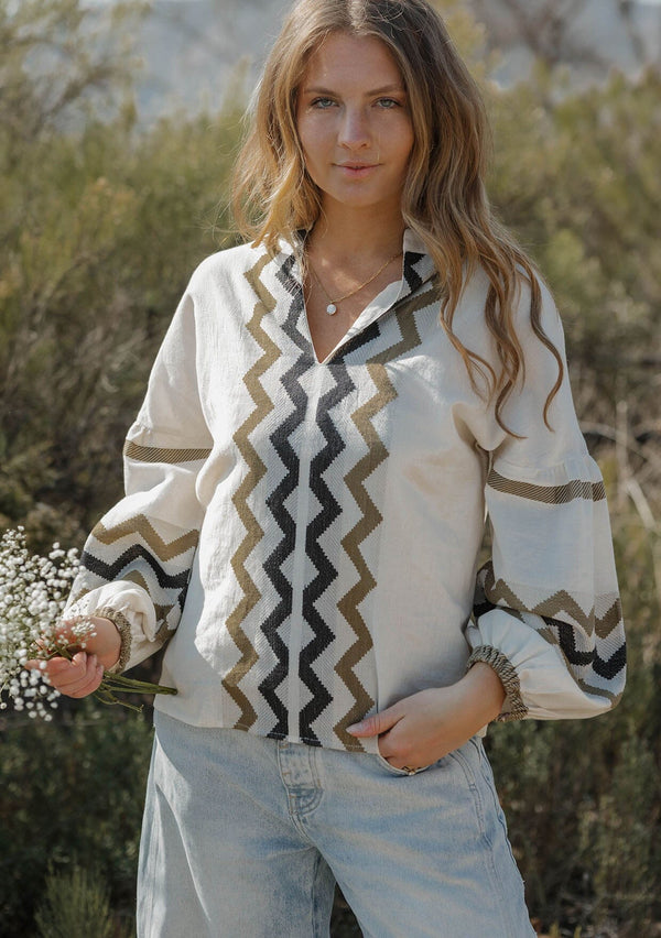 LOVESTITCH|Mona Jacquard Blouse