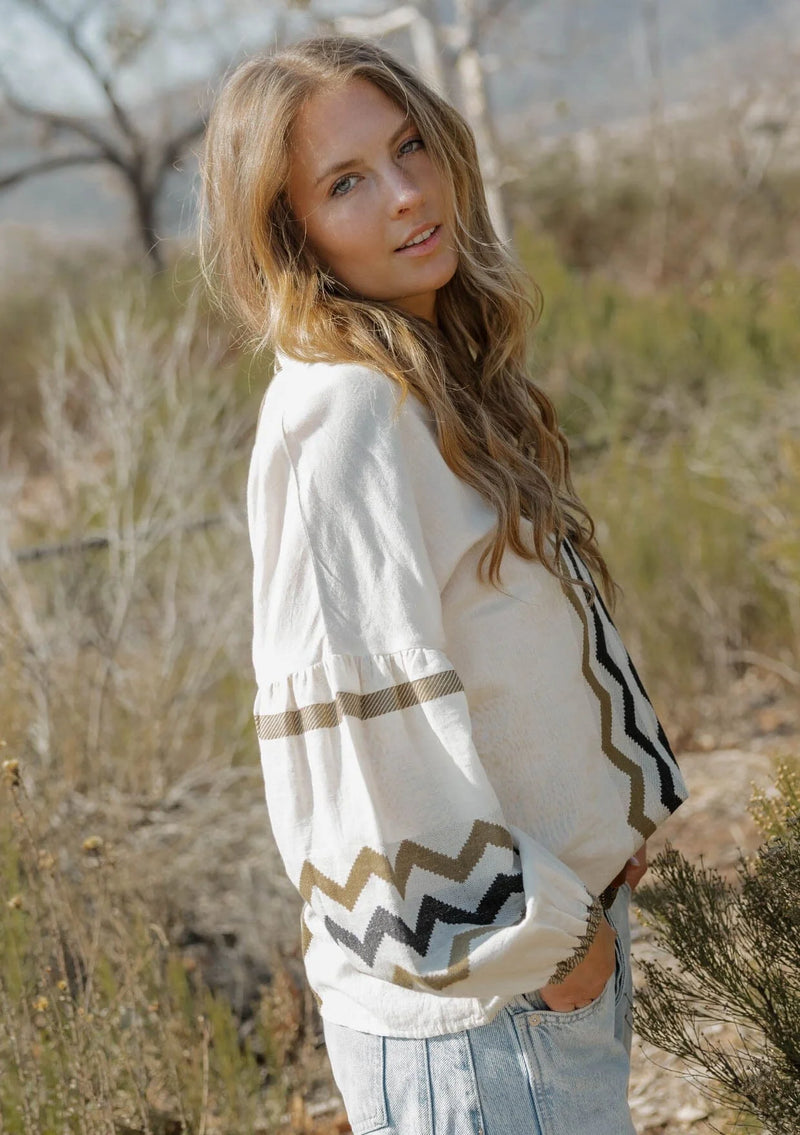 LOVESTITCH|Mona Jacquard Blouse