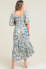 Smocked Bodice Midi Dress