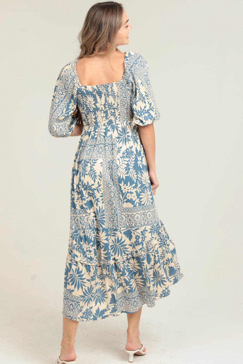 Smocked Bodice Midi Dress