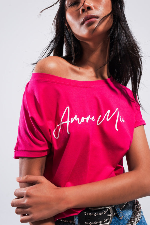 Q2|Amore Mio Slogan T-Shirt