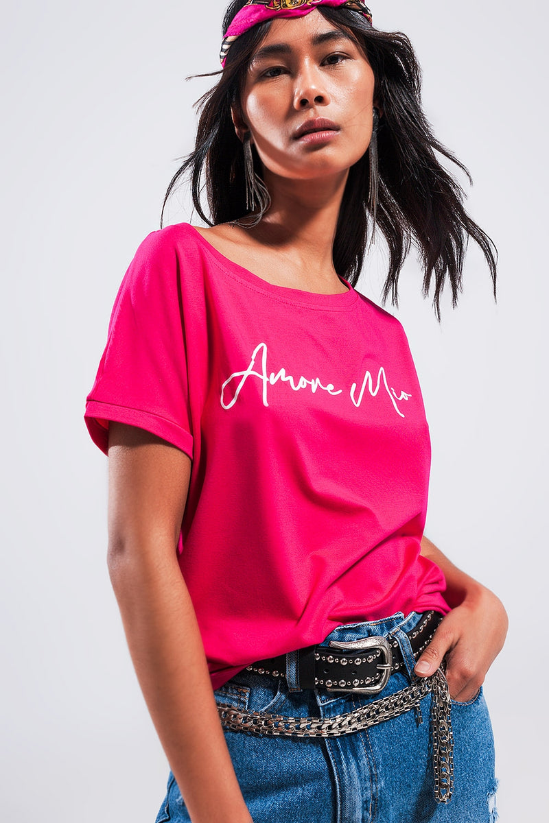 Q2|Amore Mio Slogan T-Shirt