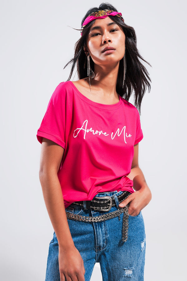 Q2|Amore Mio Slogan T-Shirt