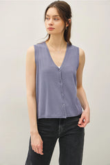 Ultra Soft Boxy Button- Up Sweater Vest