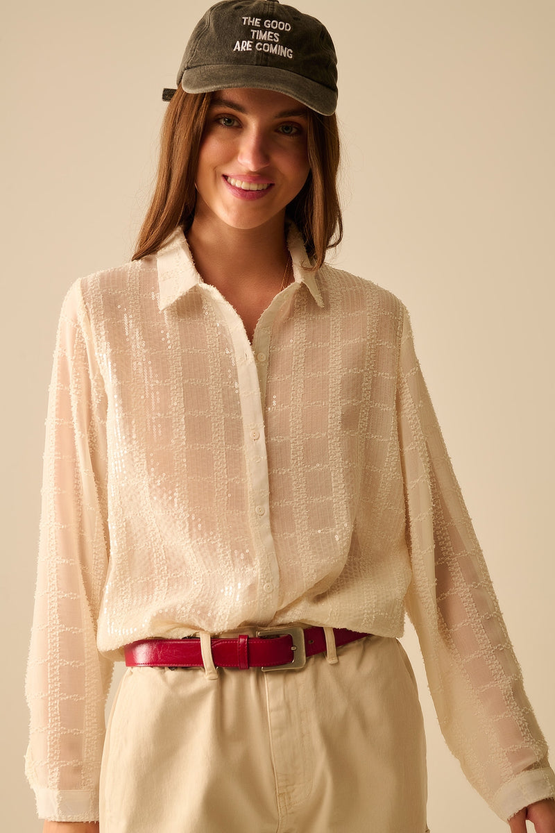 Q2|Sequin Chiffon Top