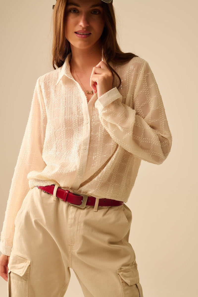 Q2|Sequin Chiffon Top