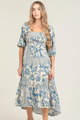 Smocked Bodice Midi Dress