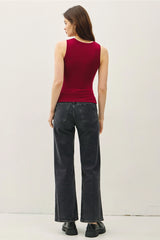 Essential Ribbed Tank Top- Merlot