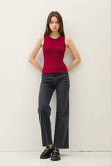 Essential Ribbed Tank Top- Merlot