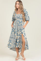 Smocked Bodice Midi Dress
