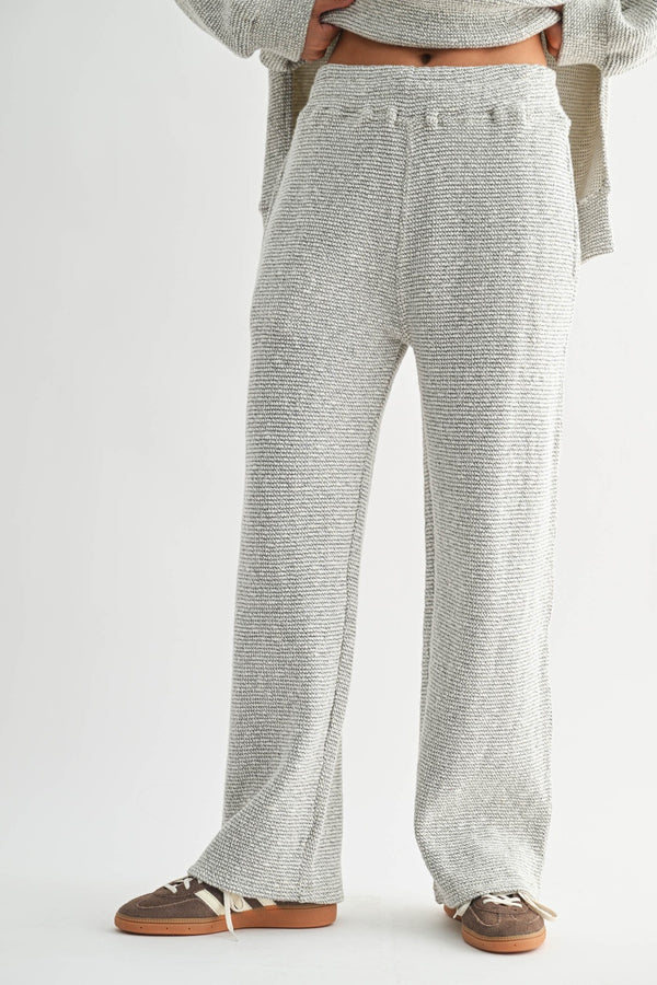 Mono B| Marina Textured Cotton Blend Wide Leg Pants