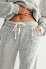 Mono B| Marina Textured Cotton Blend Wide Leg Pants