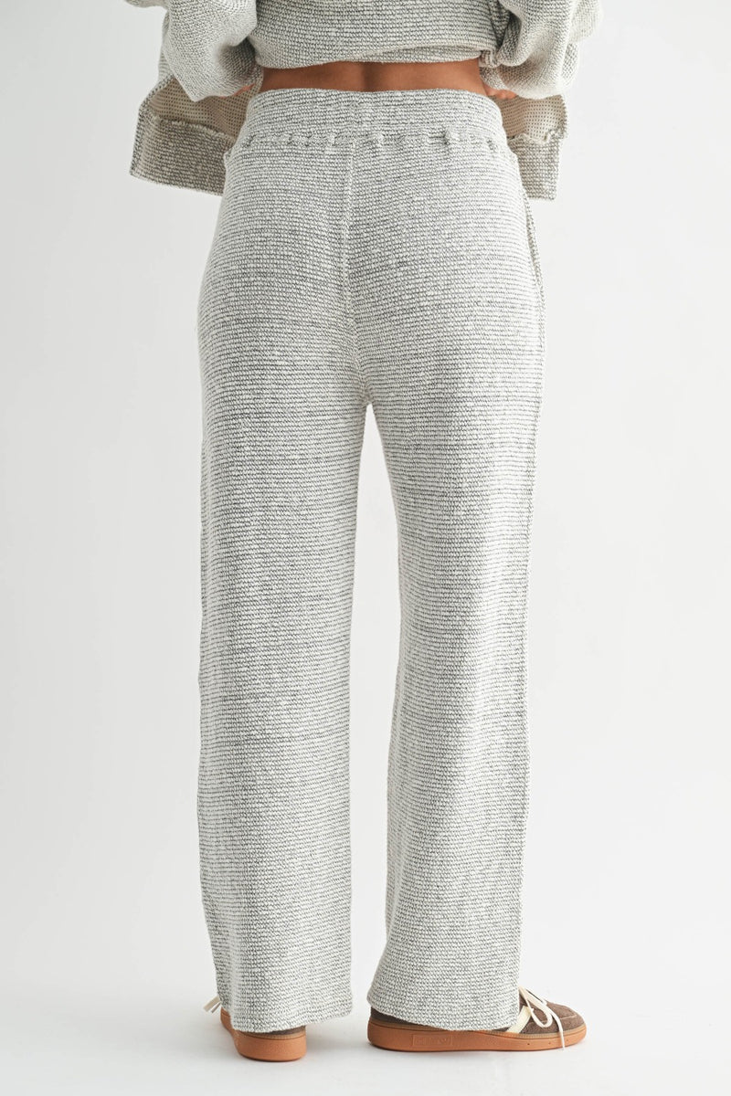 Mono B| Marina Textured Cotton Blend Wide Leg Pants
