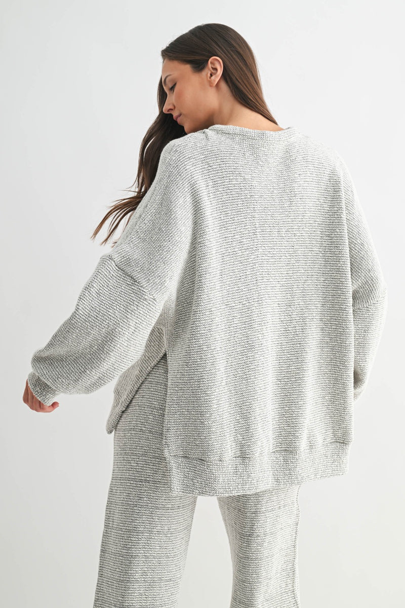 Mono B|Marina Textured Cotton Blend Knit Henley