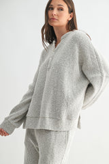 Mono B|Marina Textured Cotton Blend Knit Henley
