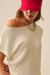 Q2| White Boat-Neck Top- White