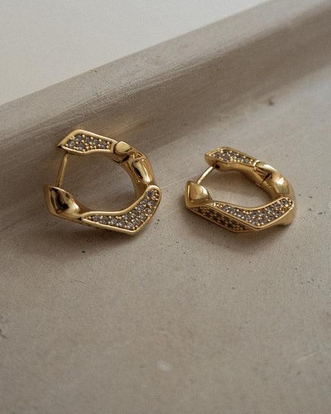 PAVE CUBAN LINK HOOPS - MELAS CLOTHING CO.